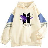 Trendy Kpop Color Block Loose Hoodie